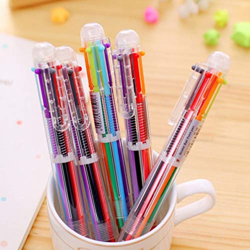 Hutou 6 Pack 0.5Mm 6-In-1 Multicolor Ballpoint Pen 6 Colors Retractable Ballpoint Pens Kids Party Favors Pen (6 Pack) #TOP5