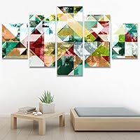 SIGNWIN 5 Panel Canvas Wall Art Modern Art Contemporary Dramatic Geometric Mixed Media Multicolor Patterns for Home Decorations Ready to Hang - 60