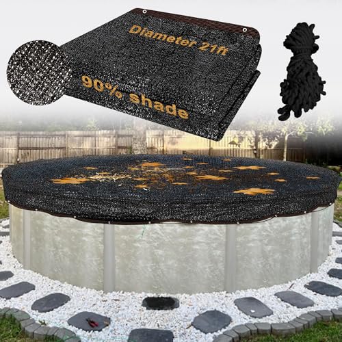 Image of Pool Leaf Net Cover for Above Ground Pool, Leaf Net Pool Cover 18 Ft Round Above Ground Winter Mesh Pool Covers for Inground Pools w /Grommets and Ropes Mesh Tarp for Catch Leaves, Black