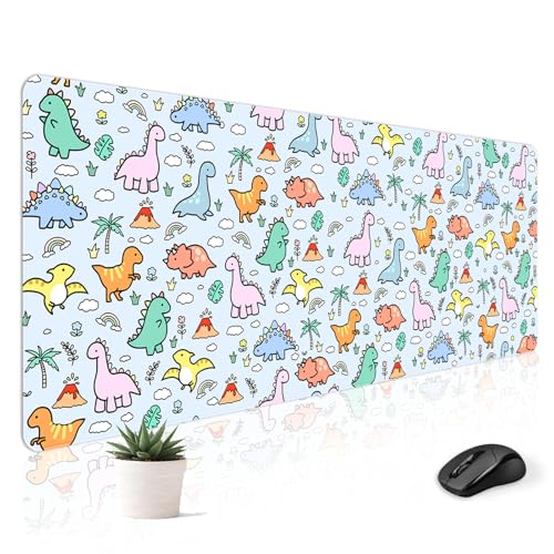 Stanoha Mousepad Desk Mat Gaming Large Keyboard Cute Office Desktop Computer Laptop Dinosaur XXL Long Giant Big Kawaii Aesthetic Girly Pretty Design Women Girl Gamer Oversized Wide 30x12'' Mousepad