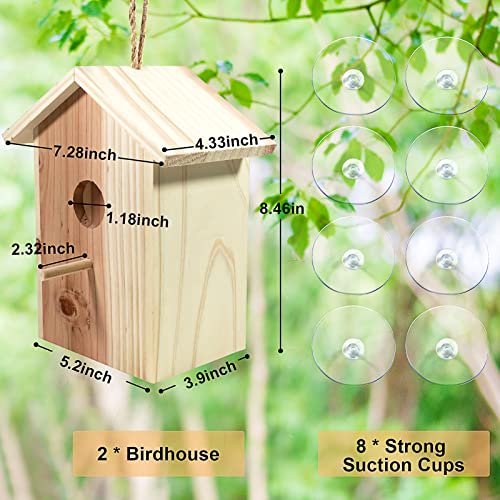 Pintuson 2 Pack Window Bird Houses For Viewing, See Through Bird House For Window, Transparent Spy Birdhouse For Outdoor, Wooden Bird Nest With Strong Suction Cups #TOP1