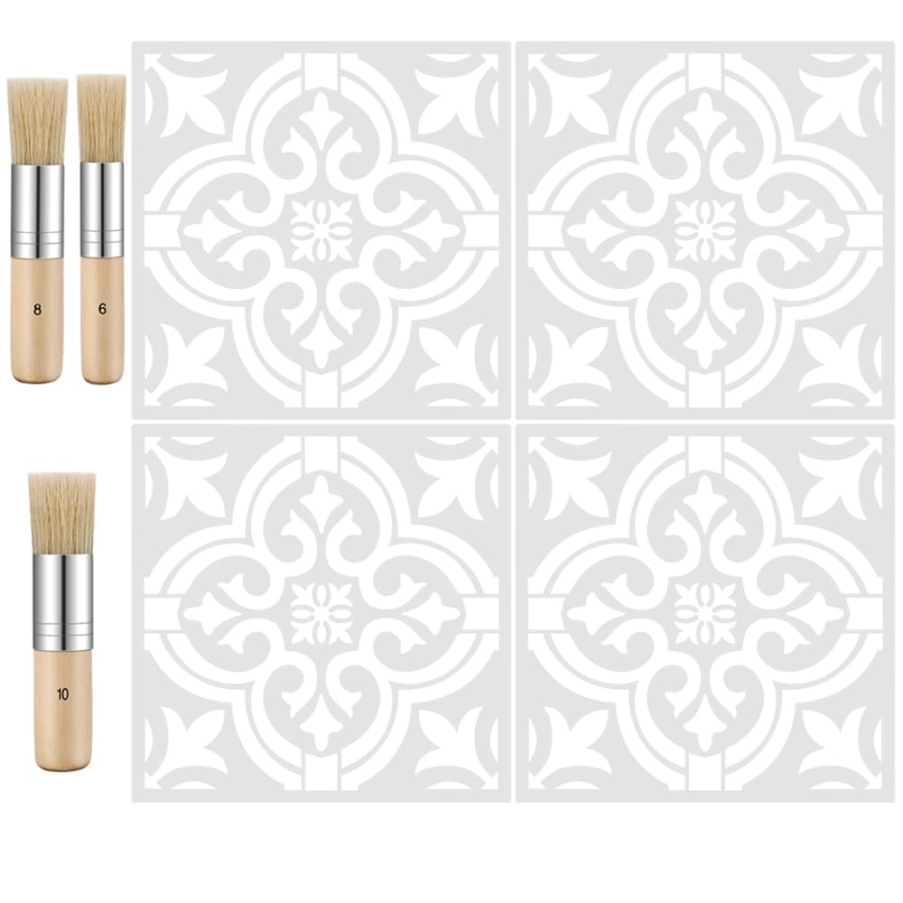 Pochoirs muraux pour carrelage 30,5x30,5 cm pour peinture de sol et armoire