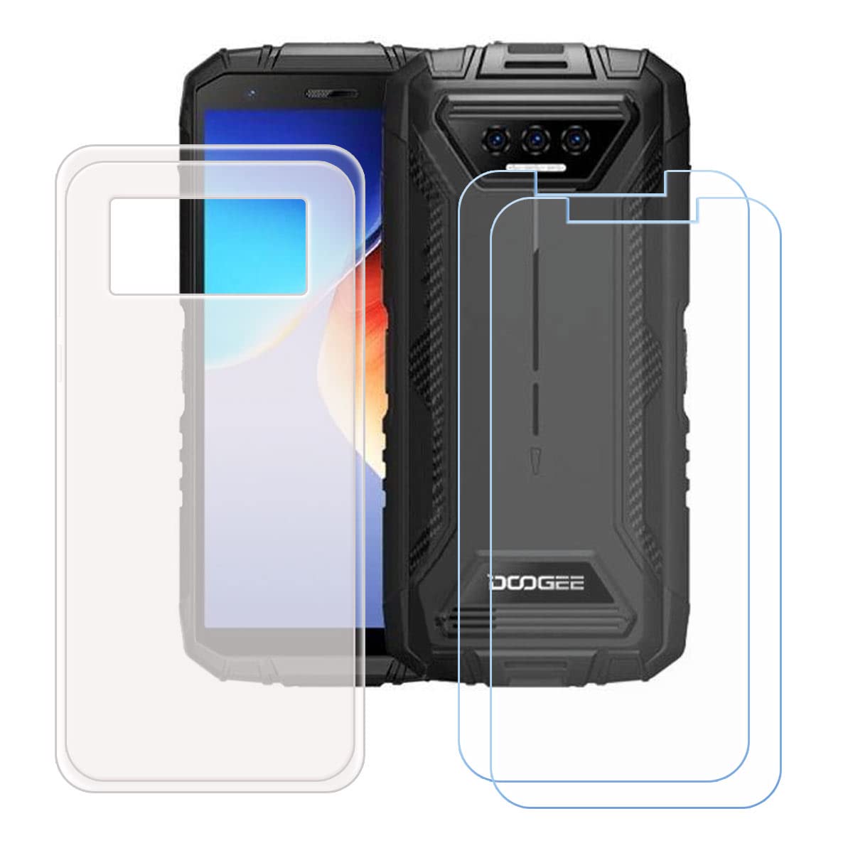 KJYF Custodia Per Doogee S41 Pro + Pellicola Vetro Temperato: Cover Fiori Rosa Antishock In Silicone Trasparente, Protezione Completa