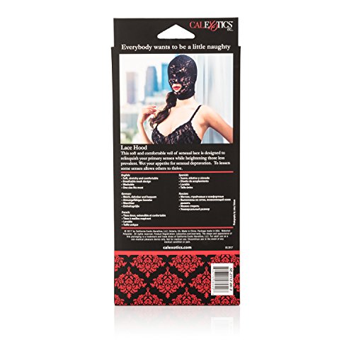Calexotics Scandal Lace Hood – Erotic Bdsm Sex Blindfold For Couples – Open Mouth Role Playing Mask - Black #TOP2