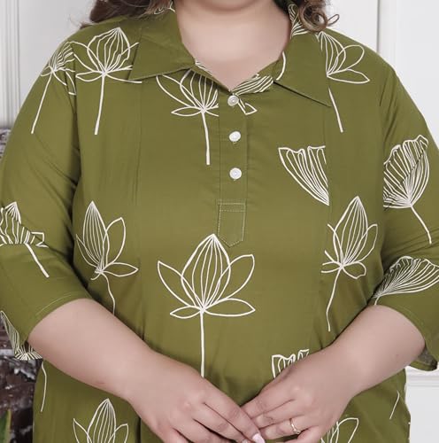 Image of NISHIRE Women's Cotton Floral Co-ord Kurta Set, Plus Size Stylish Ethnic Wear Set