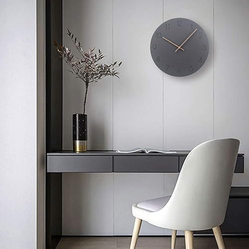 Miniatura 6 de Reloj de pared  Reloj de pared silencioso sin tictac de 12 pulgadas, funciona con pilas, reloj decorativo de madera de estilo moderno y simple para