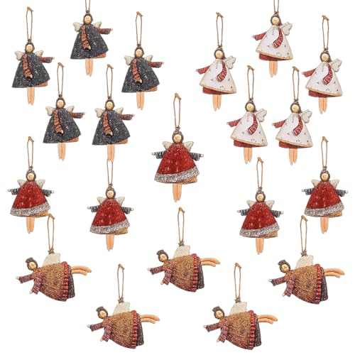Christbaumschmuck, 20 Weihnachtsanhänger aus Holz, Engel Anhänger...