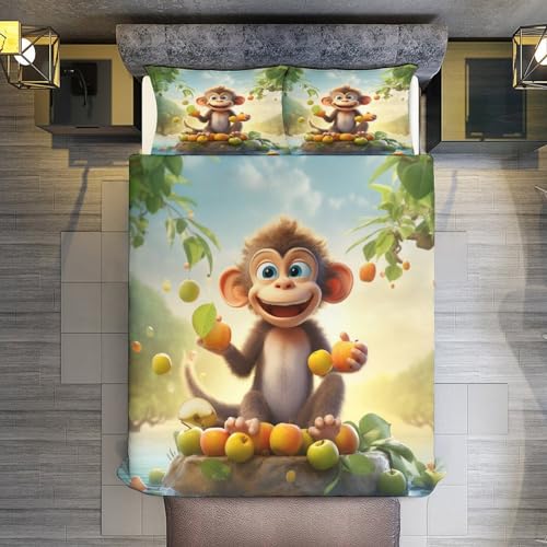 Housse de couette singe 3D en microfibre pour éliminer les draps rêches
