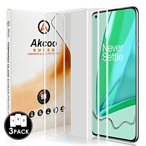 Akcoo [3 Pack] OnePlus 9 Pro Screen Protector [Liquid UV Tempered Glass] Full Screen adhesive [Sensitive Touch][Fingerprint Sensor Compatible] HD Transparent for OnePlus 9 Pro 5G 2021