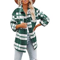 Tuopuda Dameshemdjack, geruit, lange losse blouse, mantel, flanel, lange mouwen, revers, knopen, jas, overgangsjas, blauw, XL