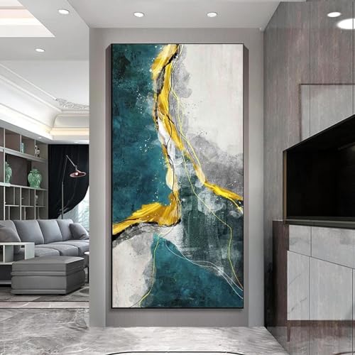 Toile peinture art abstrait couleur 70x146 cm sans cadre pour salon