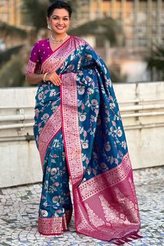 Image of SGF11- Women's Kanjivaram Woven Soft Silk Saree With Blouse Piece