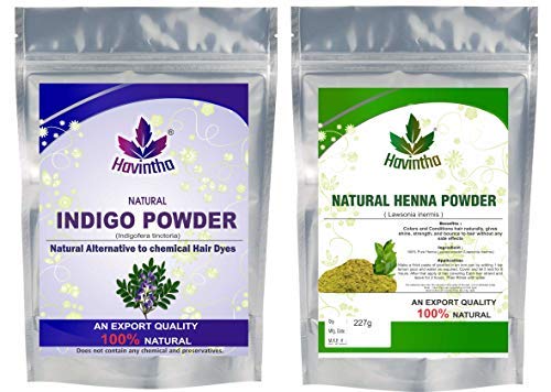 Havintha Natural Indigo Powder and Henna Powder Combo for Black Hair Colour (200g+200g)