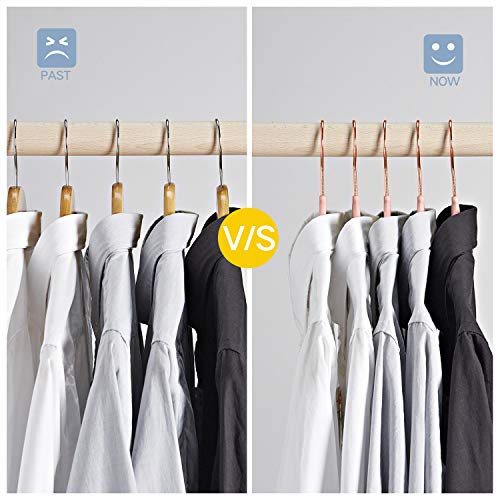 Premium Velvet Hangers HeavyDuty - Non Slip Sturdy Suit Hangers- Rose Gold Swivel Hooks - Felt Hangers-Space Saving Clothes Hangers 50 Pack for Skirts Coats (Blush Pink/Rose)