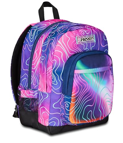 Seven Zaino Scuola Freethink, Rosa, Mapset Girl, Zaino Doppio Scomparto, Tasca Porta Pc O Tablet E Tasca Porta Borraccia, Zaino Medie E Superiori, Bambina Ragazza - 3