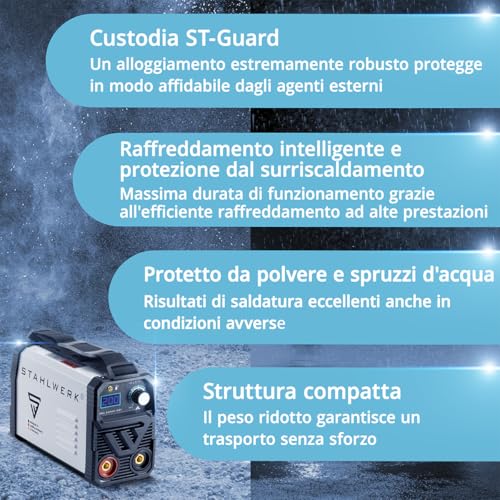 Stahlwerk Saldatrice Arc 200 Md - Compatta, Leggera, Portatile, Dc Mma, E-Hand, 200 A, Scheda Singola Igbt, Avviamento A Caldo, Antiaderente E Funzione Tig Opzionale - 4