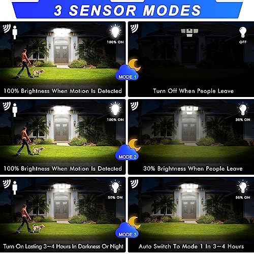 4-Head Motion Sensor Solar Lights for Outdoor Garden Pathway, Weatherproof - 1 Pack