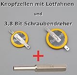 1 x CR1616 Knopfzelle mit Lötfahnen