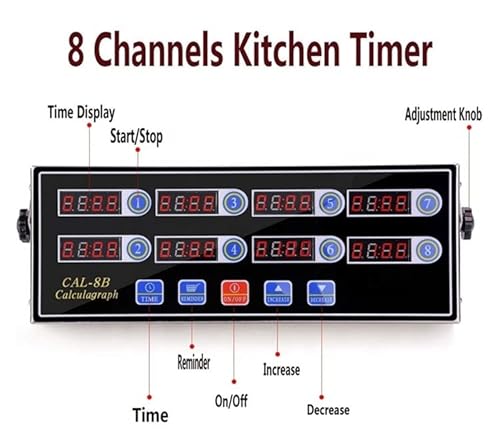 Professional Commercial 8 Channels Digital Kitchen Timer Loud Alarm For Restaurant Kitchen, Black #TOP1