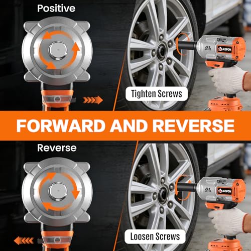 1107 FT-LBS High Torque Cordless Impact Wrench-1/2 Inch Brushless Motor with Durable 21V Battery,3-Mode Control & LED Light for Car Repair,Tire Change,Mower Maintenance - Includes Complete Socket Set by ALSPON - Image 5