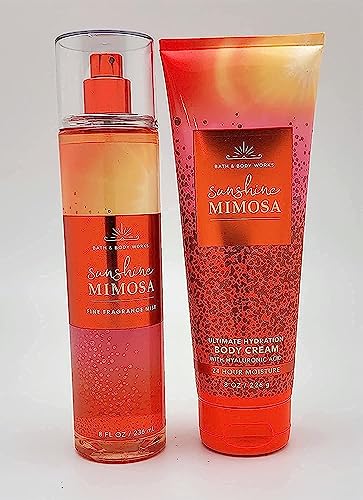 Bath & Body Works - Sunshine Mimosa - 2 pc Bundle - Fine Fragrance Mist and Ultimate Hydration Body Cream 2021