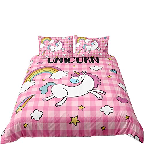 Anwind Unicornio Juego de Funda nórdica Niño Juego de Funda de edredón y Funda de Almohada Juego de Cama para Chico Niña (Unicornio - 6, Cama 105-180x220cm)