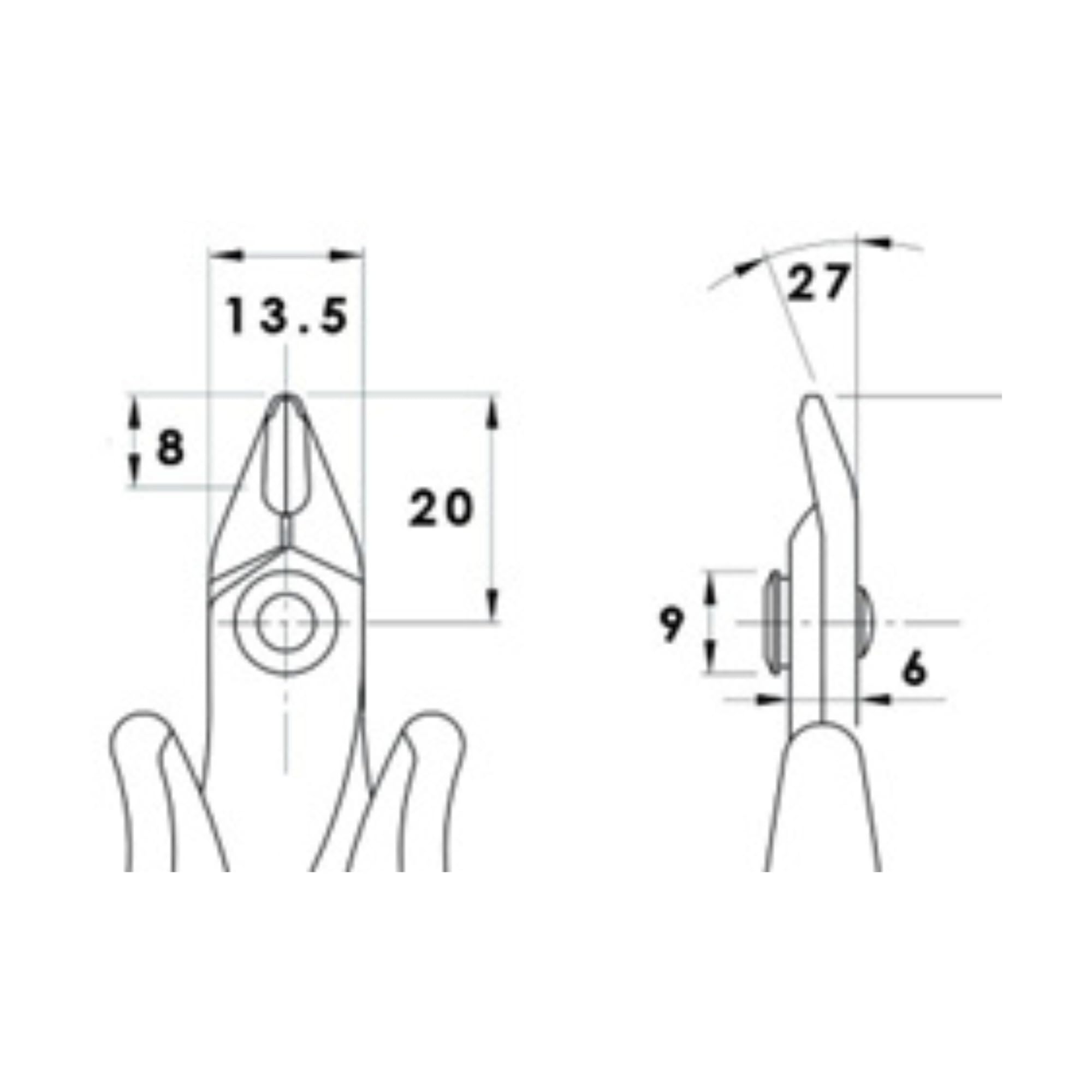 Piergiacomi - TR25P Utensile dal Taglio Raso Lunghezza 132mm - Testa Micro, Taglienti Affilati 8mm Inclinati a 27° per Rame o Altri Materiali Duttili - Max Ø1.02mm 18awg - Arancione - Made in Italy