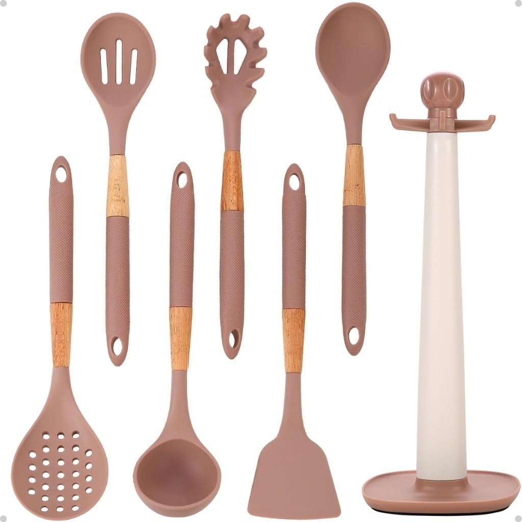 Kit Utensílios de Cozinha em Silicone com Suporte Branco Kit Utensílios de Cozinha em Silicone com Suporte Branco
