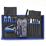 Las piezas incluyen: juego de destornilladores de precisión 80 en 1: correa de muñeca antiestática de metal, herramienta de palanca para tableta, kit de herramientas profesionales de reparación de electrónica con bolsa Oxford portátil para reparación de teléfono celular, iPhone, iPad, reloj, tableta, PC, MacBook