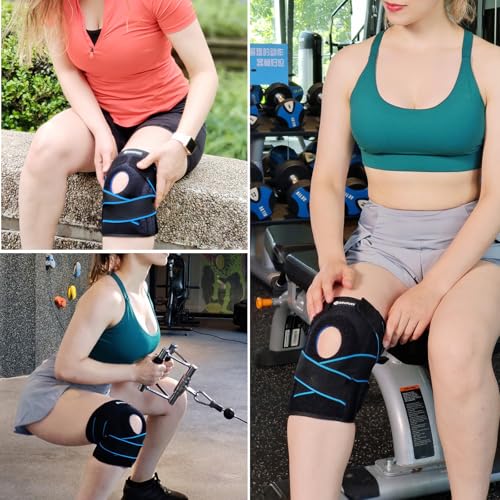 Image of DOUFURT Knee Brace for Men & Women, Side Stabilizers & Patella Gel Pads | Plus Size Adjustable Knee Brace Support Relieves Meniscus Tears, Knee Pain, Arthritis, ACL /MCL Recovery, Daily Activities