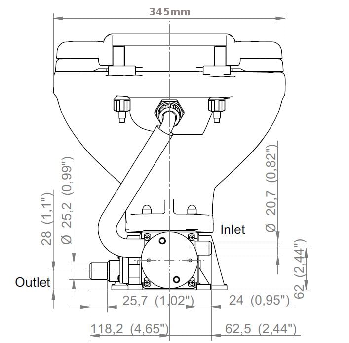 Elektrische Bootstoilette Kompakt WC mit Bedienungspaneel | 12V Bordtoilette mit Zerhacker für Camping Wohnmobil & Boot | Zerhackertoilette Weiss