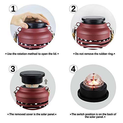 Solar Lanterns Outdoor Waterproof, Hanging Solar Lantern With Star Decorations - Flickering Star Lights, Multicolor Solar Lights, Retro Style Outdoor Patio Garden Decorative Lights 2 Pack #TOP4
