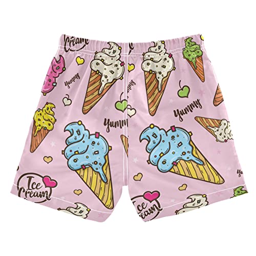 Cute Ice Cream Boys Swim Trunks Summer Drawstring Toddler Swim Board Shorts Boys Bathing Suit Beach Vacation XS2