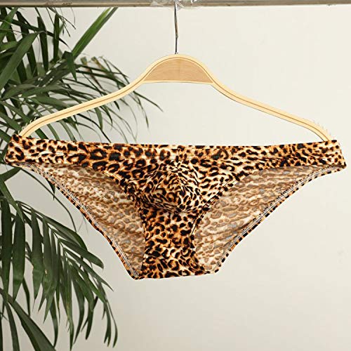 Azuki Men's Leopard Print Bikini Briefs Bulge Pouch Sexy Underwear Breathable Lingere For Men4
