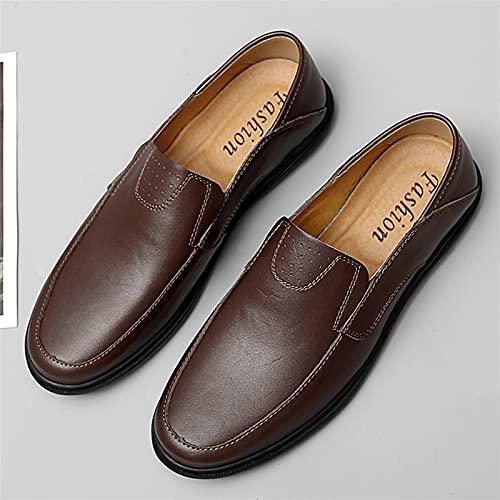 Men's Shoes Loafers for Men Genuine Leather Stitching Details Round Toe Flat Heel Comfortable Lightweight Wedding Casual Slip On3