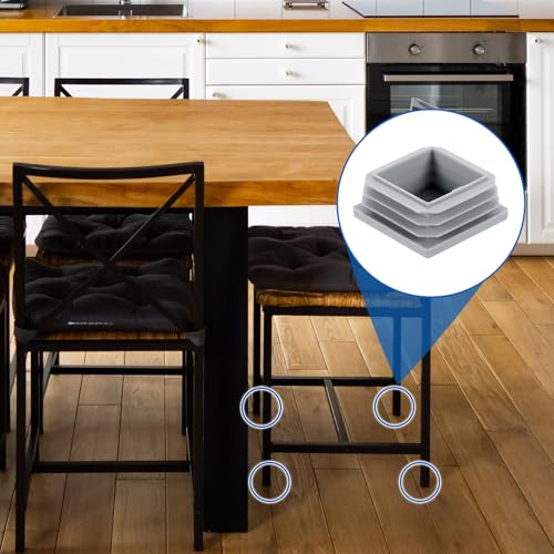Image of uxcell 1 1 /2 inch (38mm) Square Tubing End Caps, 16 Pcs Plastic Hole Plugs Insert End Cap for Metal Tubing Post Chair Leg Table Bookshelves Furniture, Grey