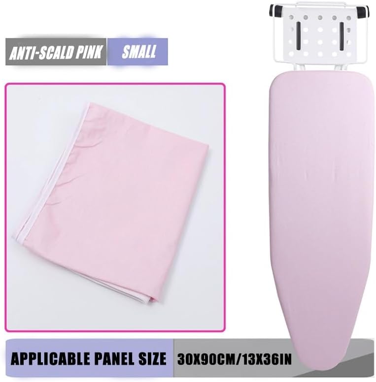 Heat Resistant Iron Board Cover with Drawstring 36x13in Cotton Iron Pad Covers Replacement Ironing Board Cover Fits Standard Ironing Boards Easy Fit(Pink)