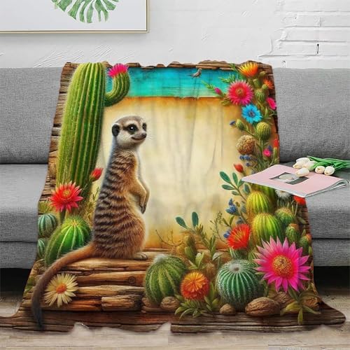 Couverture douce et chaude suricate 3D microfibre de luxe