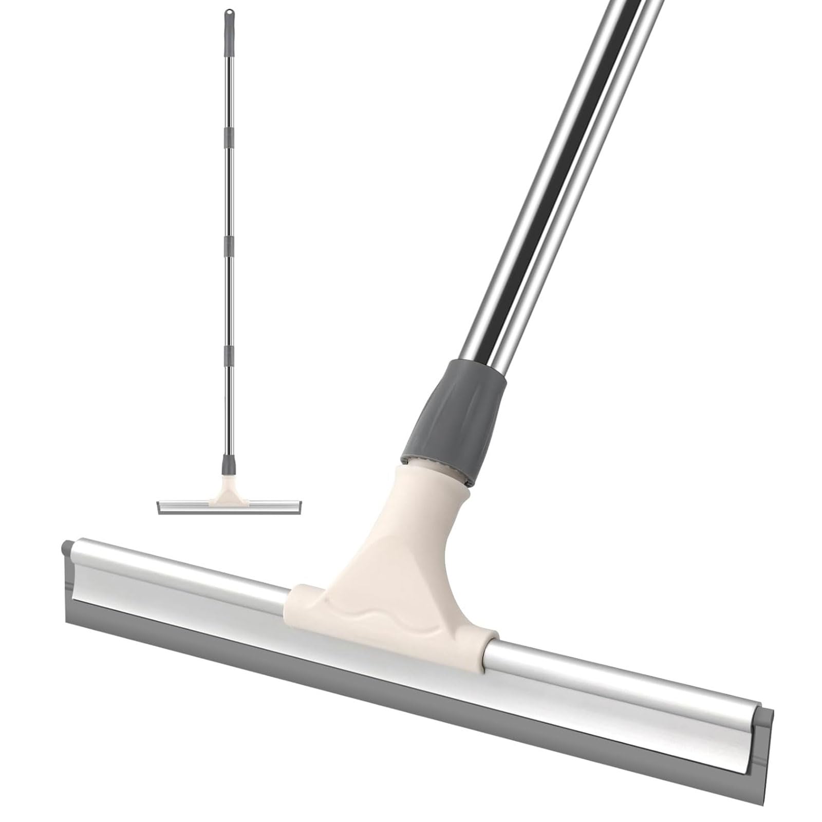 Newthinking Rubber Floor Squeegee with Long Handle, 55 Inch Long Squeegee Mop for Wet Room, Shower Floor Squeegee Mop for Bathroom Glass Window Garage Courtyard