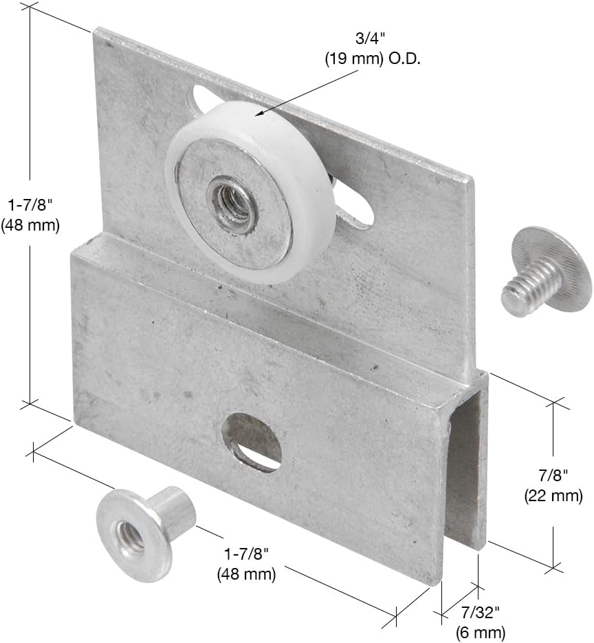 3/4" Flat Edge Nylon B.B. Chrome Framelss Sliding Shower Door Roller Assembly - Package image 5