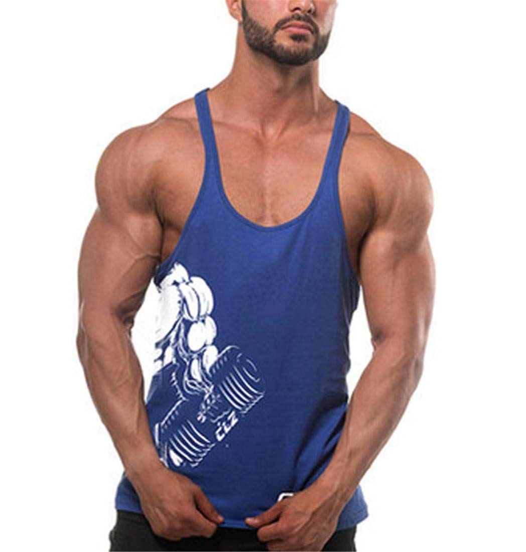 YeeHoo Men's Gym Stringer Tank Tops Y-Back Workout Muscle Tee Sleeveless Fitness Bodybuilding T Shirts