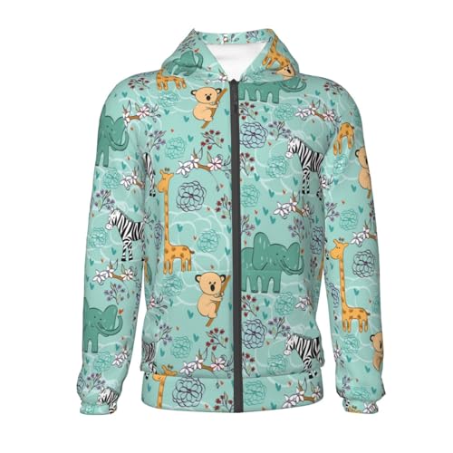 Hand Draw Animals Kids Pullover Hoodies Boys Zip Up Sweatshirts Girls Athletic Clothes with Pocket2