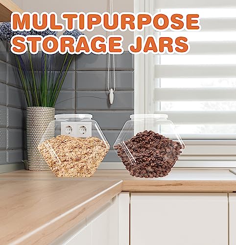 Woozettn 3 Pcs Plastic Candy Jars,Clear Cookie Jars 71 Oz for Kitchen Counter,Hexagon Cookie Jars with Lids,Plastic Dry Food Jar for Candy Buffet