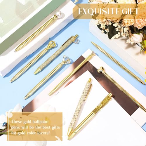 Image of Janmini Metal Crystal Diamond Liquid Sand Glitter Ballpoint Pen for Diary Black Ink Cute Novelty Gift for Women Girls School Wedding Office (Gold)