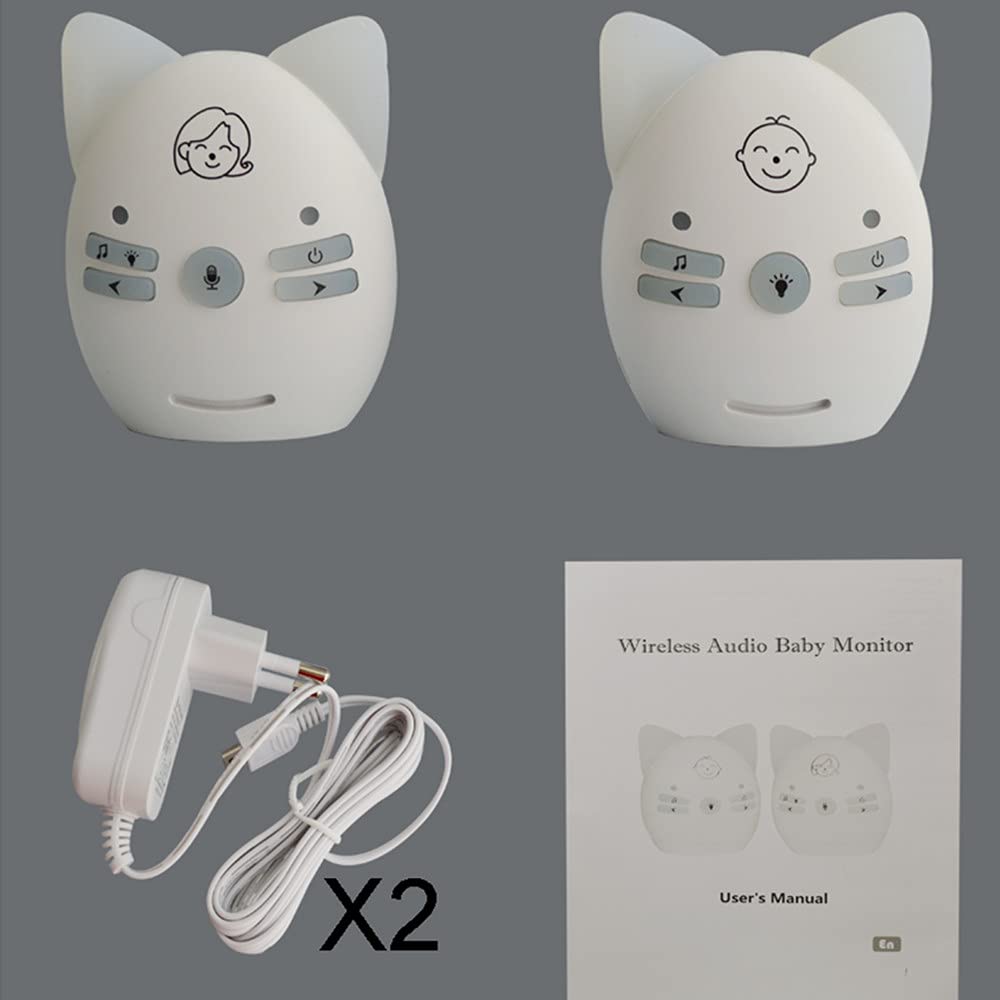 Bébé Moniteur Portable sans Fil, Ecoute-bébé Babyphone 2.4GHz, Talkie-walkie, Interphone Bidirectionnel, Audio, veilleuse, Diffusion Vocale Numérique (Rose)
