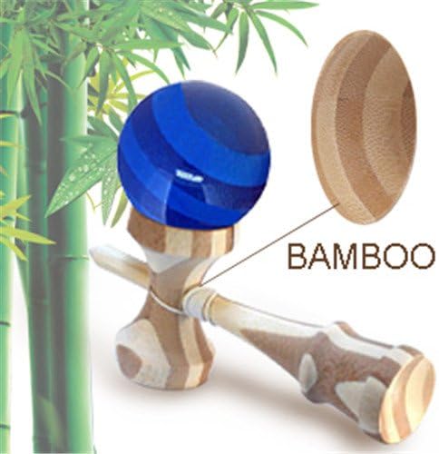 Bamboo Kendama with Translucent Blue Ball with Extra String for Kids Teens Adults Festival Gift