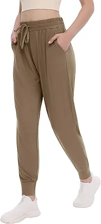 TNNZEET Women's Joggers with Pockets - High Waisted Sweatpants Tapered Leg Drawstring Lightweight Athletic Pants