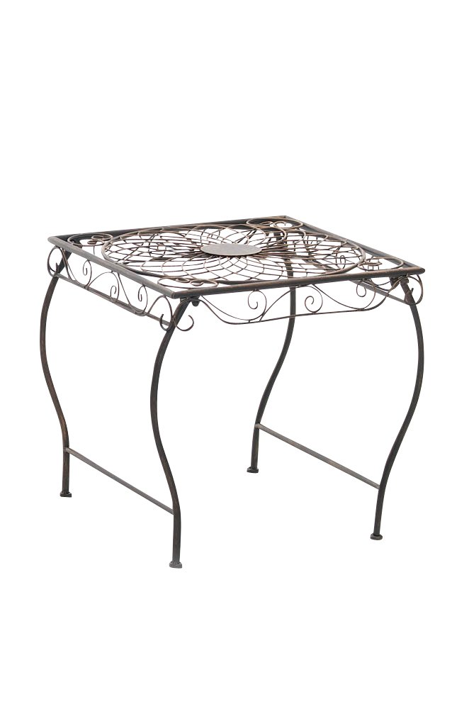 Mesa de Jardín Zarina | Mesa de Exterior en Hierro Forjado I Mesa Cuadrada de Terraza Estilo Rústico I Color:, Color:Bronce