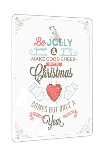 peiyeety Metal Tin Sign Be Jolly Quote Wall Art, Vintage Style, Wall Decor For Indoor Home Kitchen Living Room Bedroom Office Cafe Bar, 6x8 Inch