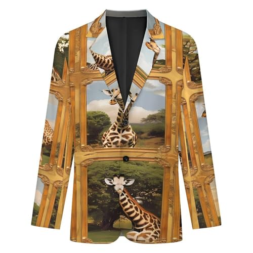 Animal Giraffe Mens Casual Blazer Button Suit Jacket Lightweight Sport Coat for Work Business4